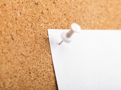 memo on bulletin board